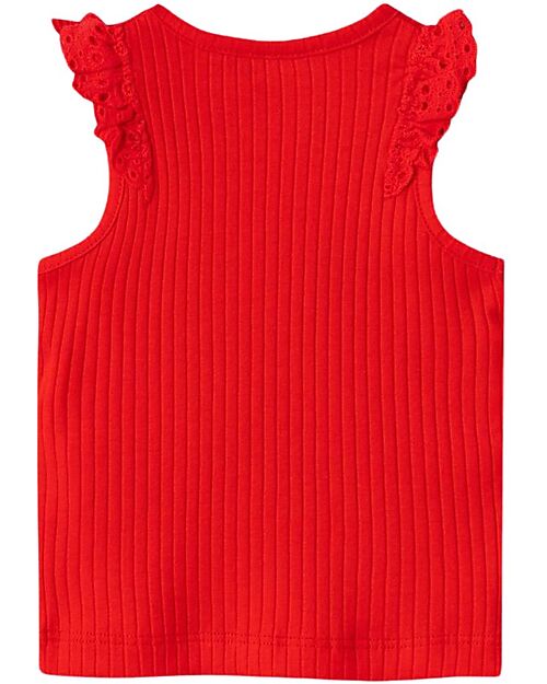 Name it Tank top with ruffles - Tomato - Organic cotton Tank Tops