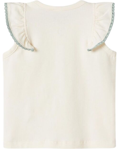 Name it Top with Ruffle Sleeves - Cloud Dancer - Cactus - Cotton Tank Tops