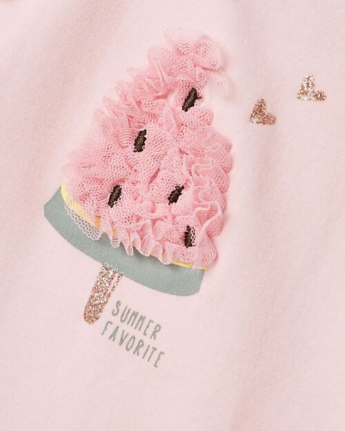 Name it Top with Ruffle Sleeves - Watermelon - Pink - Cotton Tank Tops