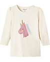 Name it Unicorn Long-Sleeved T-Shirt - Buttercream - Organic Cotton Long Sleeves Tops