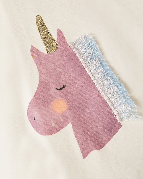 Name it Unicorn Long-Sleeved T-Shirt - Buttercream - Organic Cotton Long Sleeves Tops