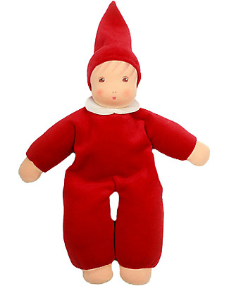 Nanchen Natur Doll with Red Clothes, 30 cm - Safe and Funny! Dolls