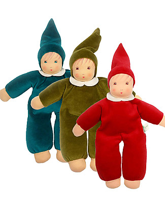 Nanchen Natur Doll with Red Clothes, 30 cm - Safe and Funny! Dolls