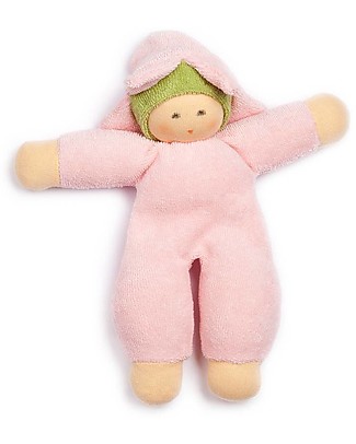 Nanchen Natur Flower Fairy Pink Doll, 18 cm - with Rattle Dolls