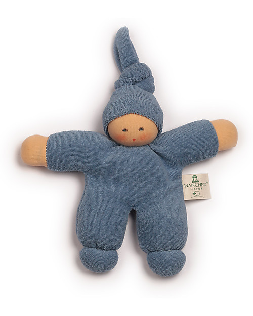 Nanchen Natur Pimpel Blue Doll, 17 cm - Organic Cotton and Virgin Wool Dolls