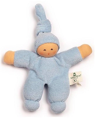 Nanchen Natur Pimpel Light Blue Doll, 17 cm - Organic Cotton and Virgin Wool Dolls
