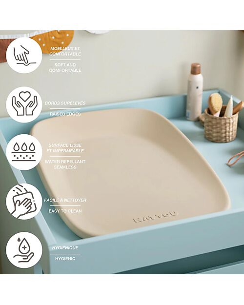 Nattou Changing Pad - Sand - made with Soft PU Foam Changing Tables