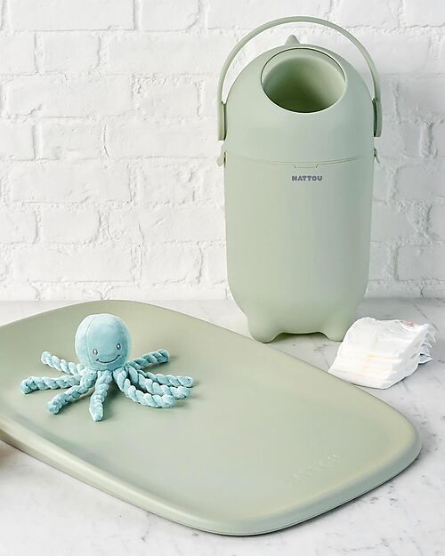 Nattou Dropy Diaper Bin - Odor-Free Diaper Disposal - Green Baby Wipes