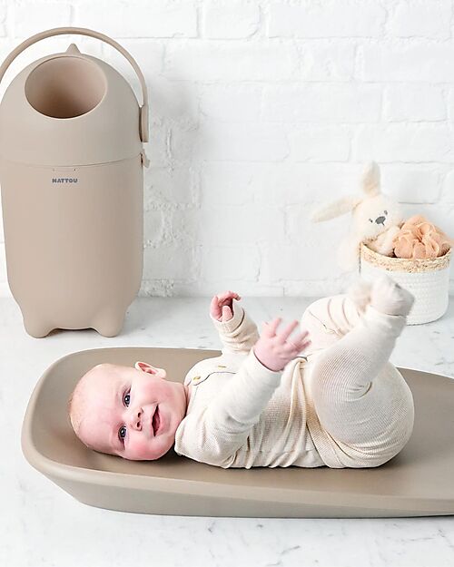 Nattou Dropy Diaper Bin - Odor-Free Diaper Disposal - Taupe Baby Wipes