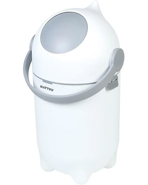 Nattou Dropy Diaper Bin - Odor-Free Diaper Disposal - White and Grey Baby Wipes