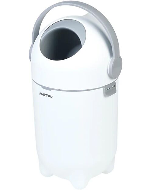 Nattou Dropy Diaper Bin - Odor-Free Diaper Disposal - White and Grey Baby Wipes
