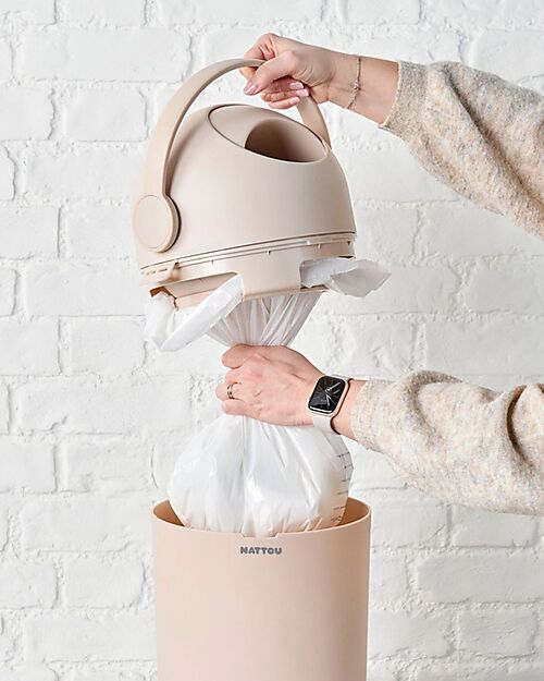 Nattou Dropy Diaper Bin - Odor-Free Diaper Disposal - White and Grey Baby Wipes