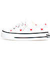 Naturino Ayasy Shoes in Canvas - Delavè - White Polka Dots and Red Hearts - Lace Closure Shoes