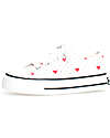 Naturino Ayasy Shoes in Canvas - Delavè - White Polka Dots and Red Hearts - Lace Closure Shoes