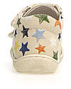 Naturino Cocoon Velcro Canvas Shoes - Ecru - Stars - Soft Rubber Sole - Suitable for First Steps Sneakers