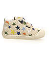 Naturino Cocoon Velcro Canvas Shoes - Ecru - Stars - Soft Rubber Sole - Suitable for First Steps Sneakers