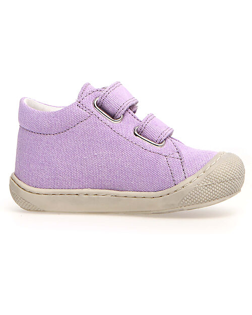 Naturino Cocoon Velcro Canvas Shoes - Lilac - Soft Rubber Sole - Suitable for First Steps Sneakers