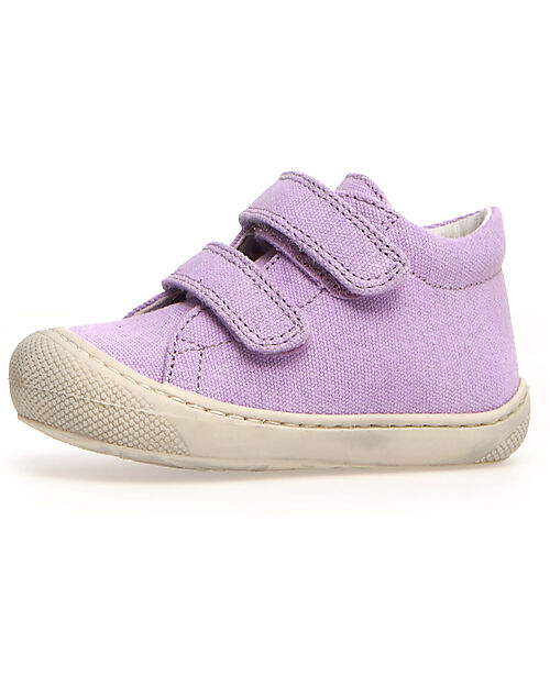 Naturino Cocoon Velcro Canvas Shoes - Lilac - Soft Rubber Sole - Suitable for First Steps Sneakers