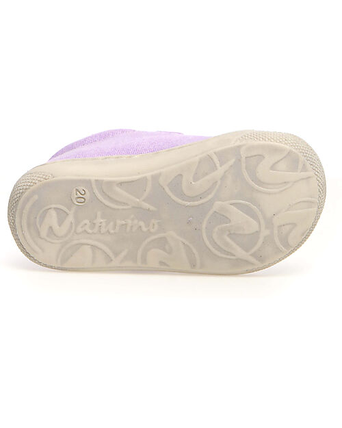 Naturino Cocoon Velcro Canvas Shoes - Lilac - Soft Rubber Sole - Suitable for First Steps Sneakers