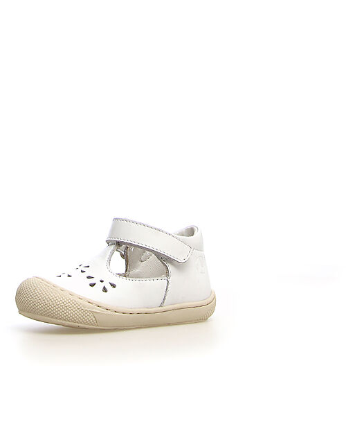 Naturino Indis Leather Sandal - White - Velcro Closure Sandals