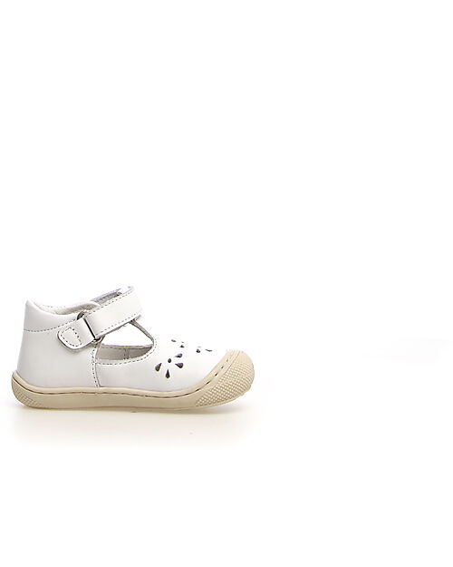Naturino Indis Leather Sandal - White - Velcro Closure Sandals