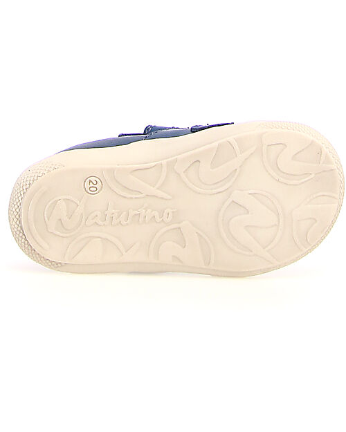 Naturino Puffy Low Leather Sandal - Azure - Double Velcro Closure Sandals