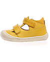 Naturino Puffy Nappa Sandal - Yellow - Sole Bone - Double Velcro Closure Sandals