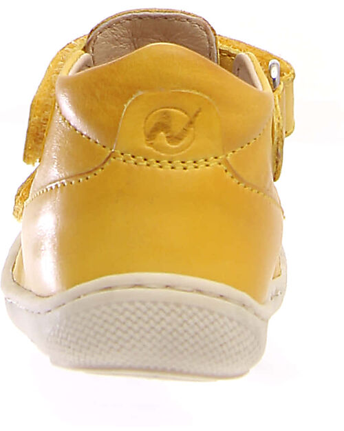 Naturino Puffy Nappa Sandal - Yellow - Sole Bone - Double Velcro Closure Sandals