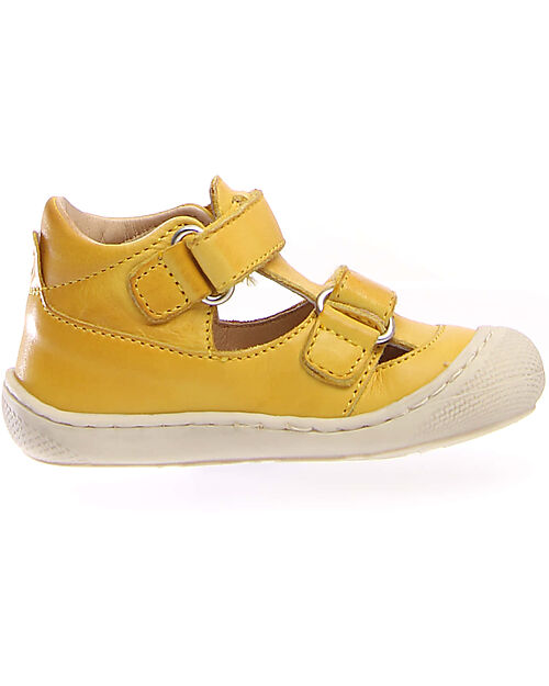 Naturino Puffy Nappa Sandal - Yellow - Sole Bone - Double Velcro Closure Sandals