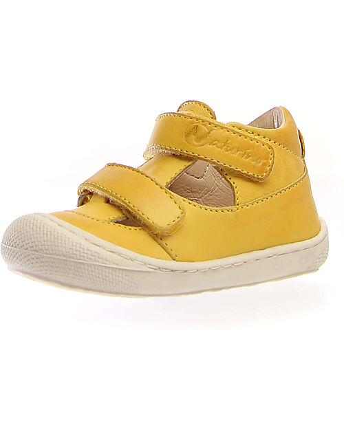 Naturino Puffy Nappa Sandal - Yellow - Sole Bone - Double Velcro Closure Sandals