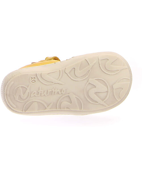 Naturino Puffy Nappa Sandal - Yellow - Sole Bone - Double Velcro Closure Sandals