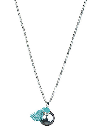 Nibbling Bola with Silver Chain Pregnancy Necklace in Blue Topaz Pregnancy Chimes