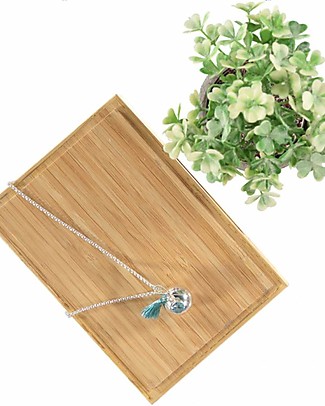 Nibbling Bola with Silver Chain Pregnancy Necklace in Blue Topaz Pregnancy Chimes