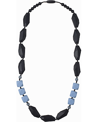 Nibbling Brighton Teething Necklace - Black/Blue - 100% Food Grade Silicone and Breakaway Clasp! Teething Necklaces