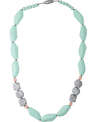 Nibbling Brighton Teething Necklace - Mint/Marble - 100% Food Grade Silicone and Breakaway Clasp! Teething Necklaces