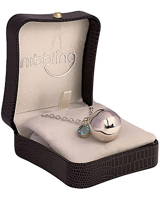 Nibbling Call Angel Bola with Silver, Light Blue, Topaz Chain Pregnancy Chimes