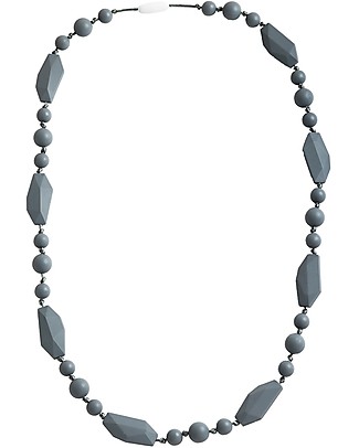 Nibbling Greenwich Teething Necklace - Grey - 100% Food Grade Silicone and Breakaway Clasp! Teething Necklaces