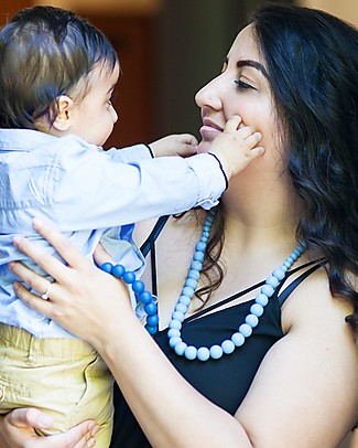 Nibbling Kew Teething Necklace - Sapphire - 100% Food Grade Silicone and Breakaway Clasp! Teething Necklaces