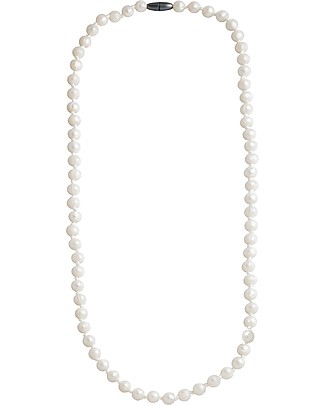Nibbling Mayfair Teething Necklace - Pearl White - 100% Food Grade Silicone and Breakaway Clasp! Teething Necklaces