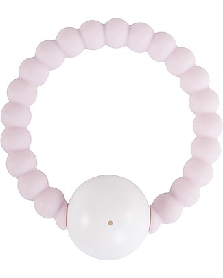 Nibbling Rattle Ring - Pink/White - 100% Food Grade Silicone - Fast and Easy to Clean! Teethers