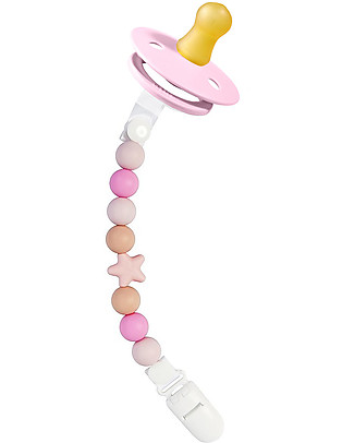 Nibbling Set Universal Dummy Clip Comet Pink + Bibs Colour Pacifier Baby Pink Dummies & Soothers