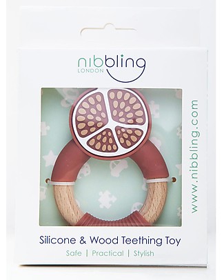 Nibbling Superfoods Teething Toy Pastel Pomegranate - Silicone and Wood Dummies & Soothers