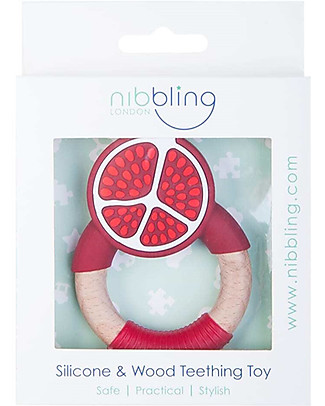 Nibbling Superfoods Teething Toy Pomegranate - Silicone and Wood Dummies & Soothers