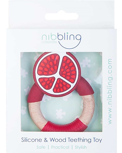 Nibbling Superfoods Teething Toy Pomegranate - Silicone and Wood Teethers