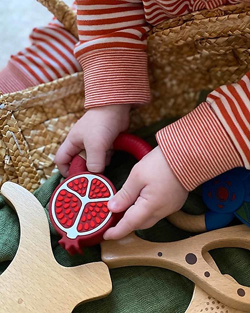 Nibbling Superfoods Teething Toy Pomegranate - Silicone and Wood Teethers