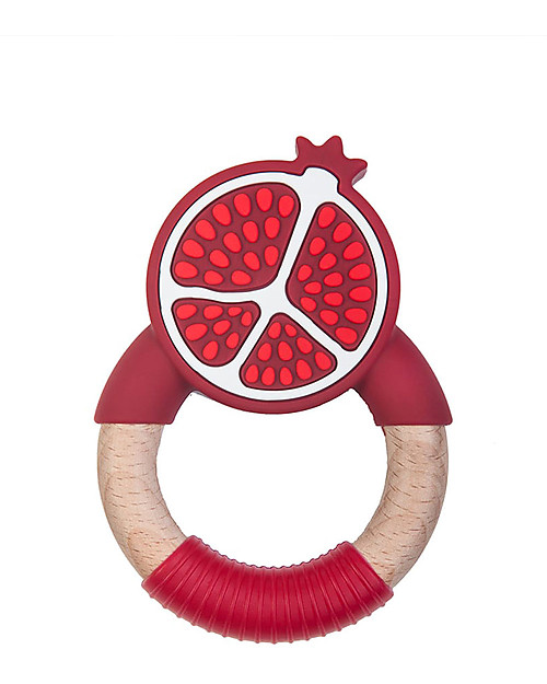 Nibbling Superfoods Teething Toy Pomegranate - Silicone and Wood Teethers