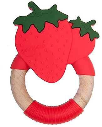 Nibbling Superfoods Teething Toy Strawberry - Silicone and Wood Dummies & Soothers
