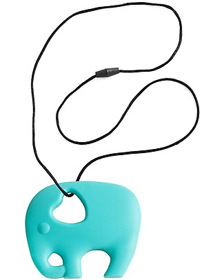 Nibbling Teether & Teething Necklace 2-in-1 - Turquoise Elephant - 100% Food Grade Silicone Teethers
