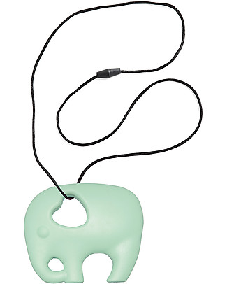 Nibbling Teether Mint Elephant & Teething Necklace 2-in-1 - 100% Food Grade Silicone Teethers