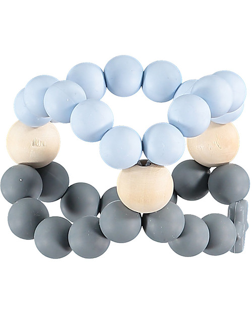 Nibbling Teether Natural Nib Cubes, Blue and Grey - 100% Food Grade Silicone Teethers